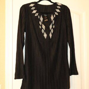 Catalina Embroidered Coverup - Sz Med Black